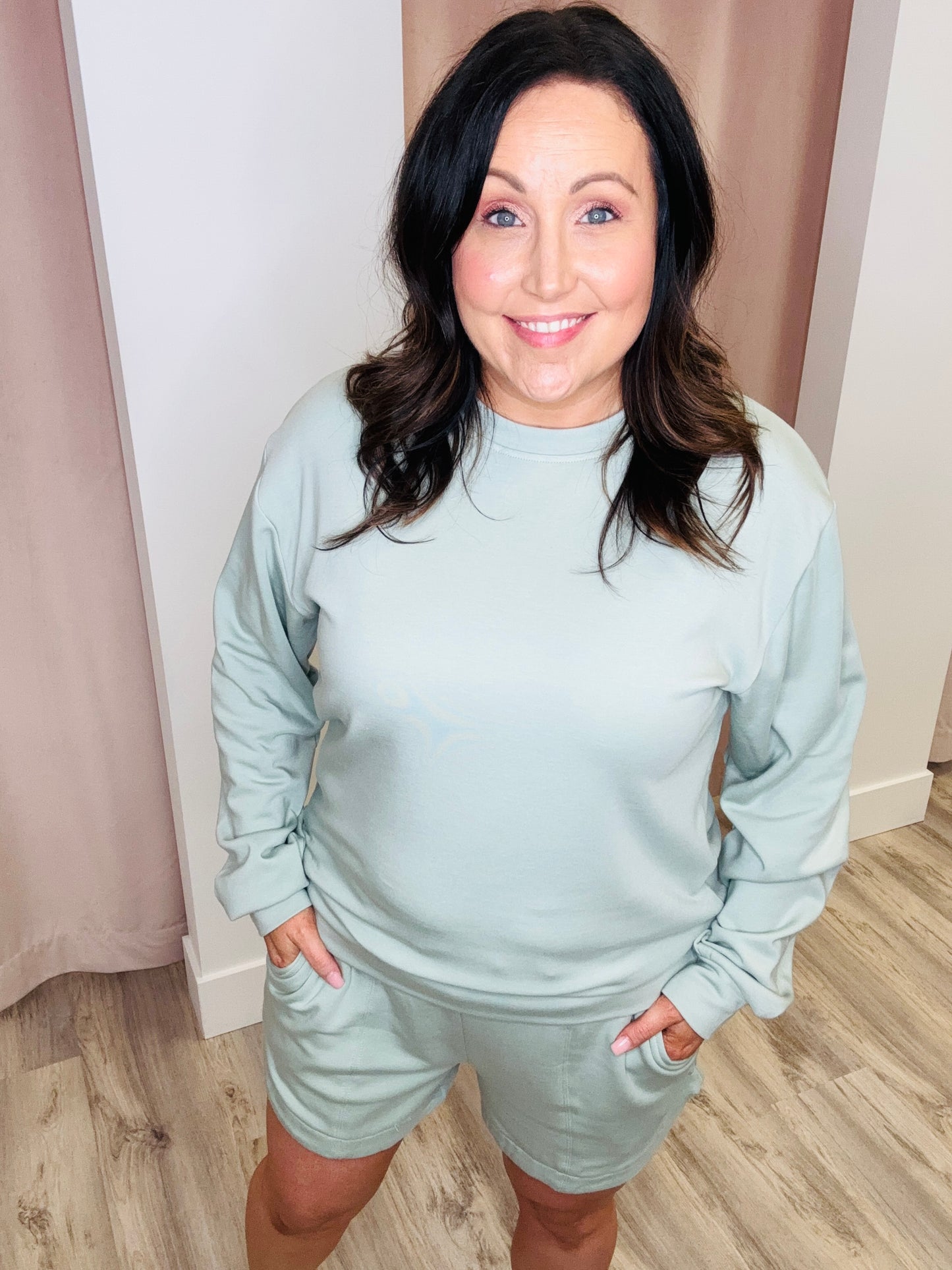 Jenna-Luxe Aquamarine Fleece Crew ORB
