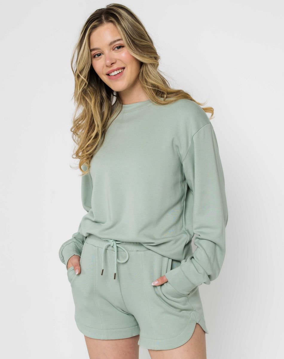 Jenna-Luxe Aquamarine Fleece Crew ORB