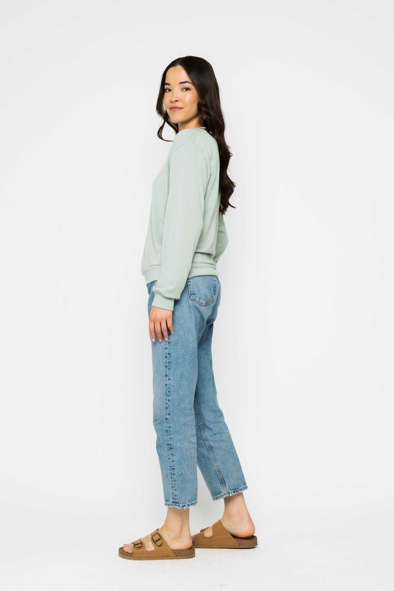 Jenna-Luxe Aquamarine Fleece Crew ORB