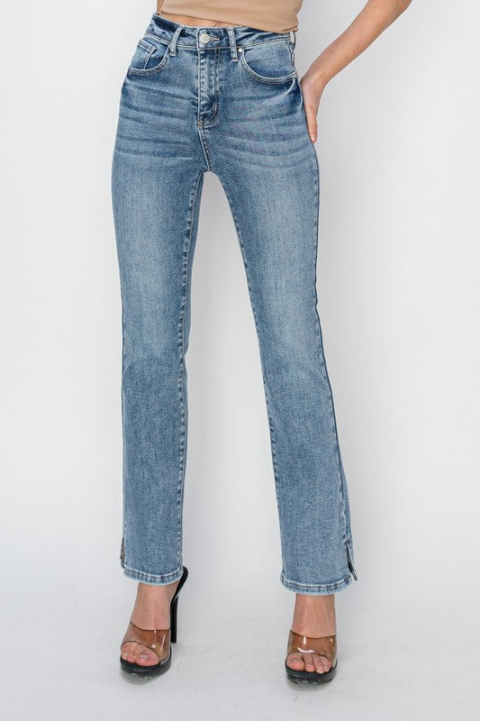 HIGH RISE RELAXED STRAIGHT JEANS SIDE SLIT-Risen Jeans