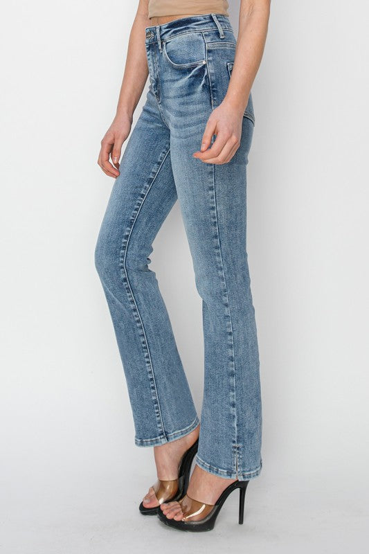 HIGH RISE RELAXED STRAIGHT JEANS SIDE SLIT-Risen Jeans