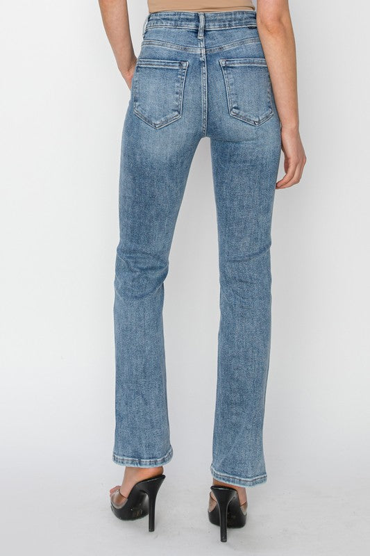 HIGH RISE RELAXED STRAIGHT JEANS SIDE SLIT-Risen Jeans