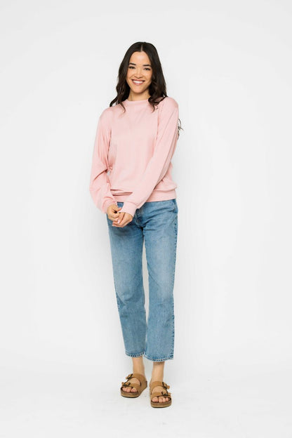 Jenna-Luxe Pink Fleece Crew ORB