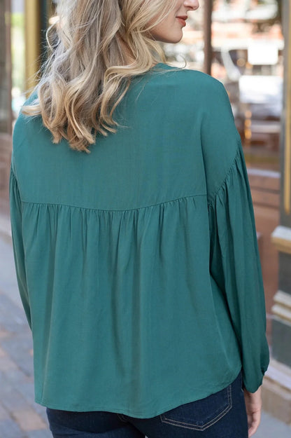 Grace & Lace EVERGREEN Boho Lace Trim Top