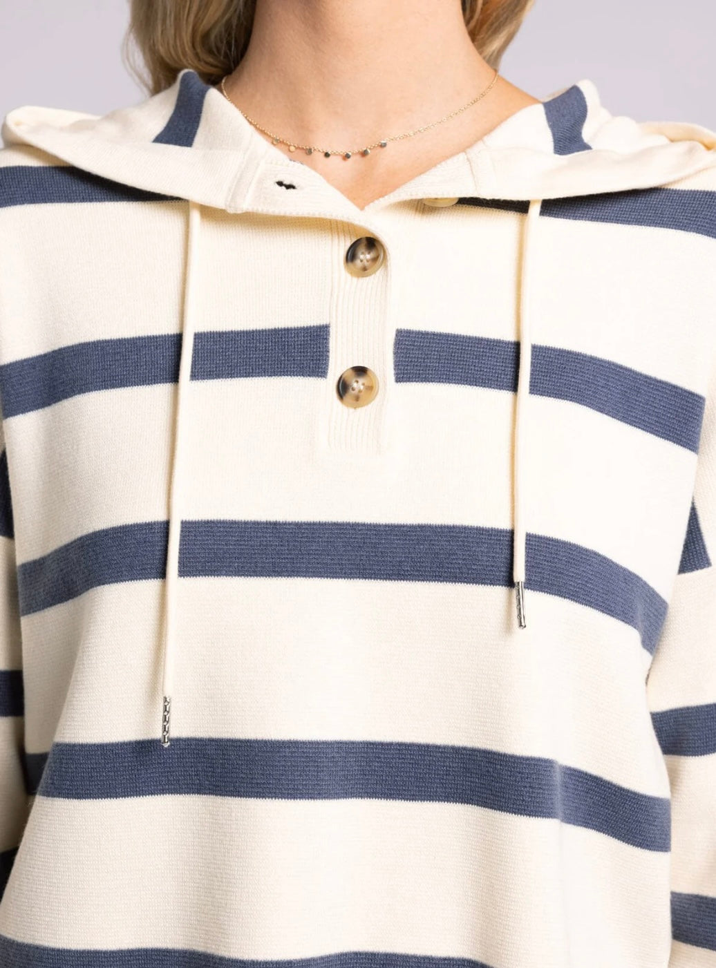 Brighton Hoodie White/Blue Stripe Thread & Supply