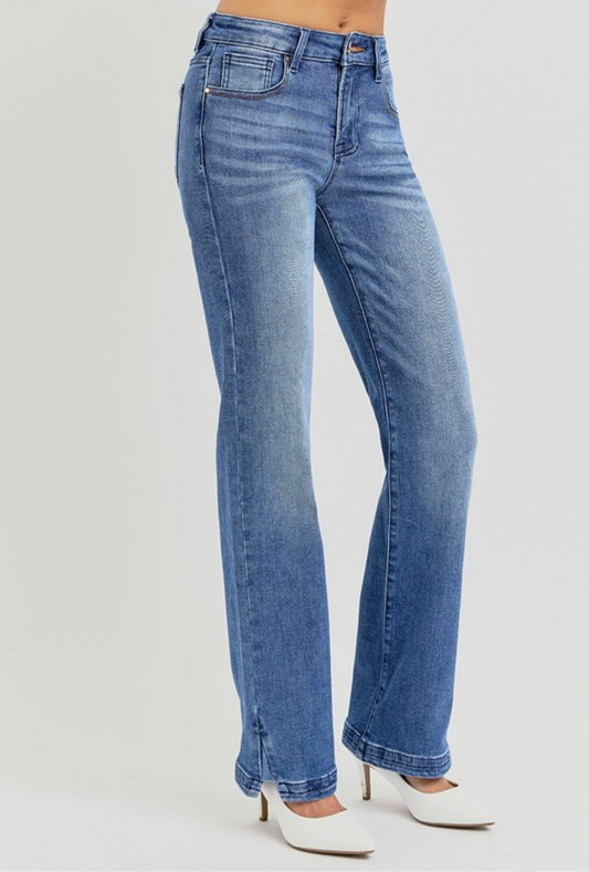 MID RISE ANKLE STRAIGHT MINI SIDE SLIT - RISEN JEANS