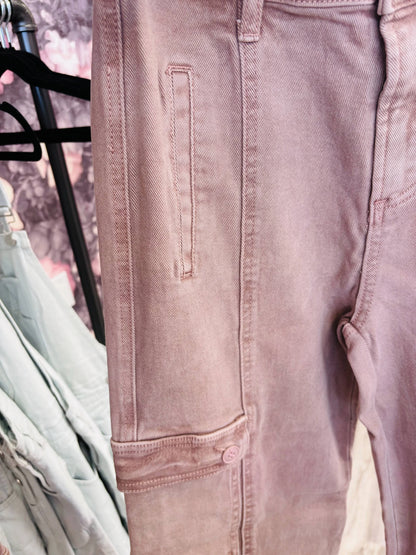 Risen Mauve HIGH RISE WIDE CARGO PANTS