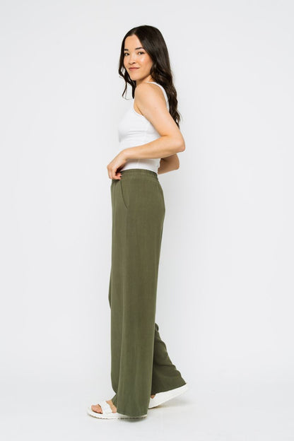 Stevie-Olive Wide Leg Pull On Pant ORB