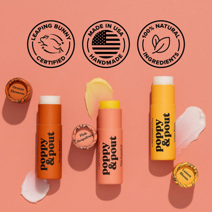 Lip Balm, Pink Grapefruit-Poppy & Pout