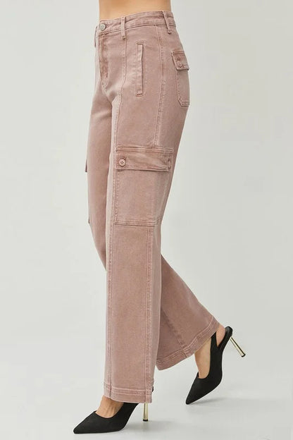 Risen Mauve HIGH RISE WIDE CARGO PANTS