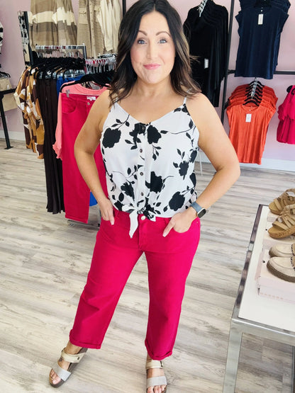 Risen Fuchsia Mid-rise Boyfriend Pant