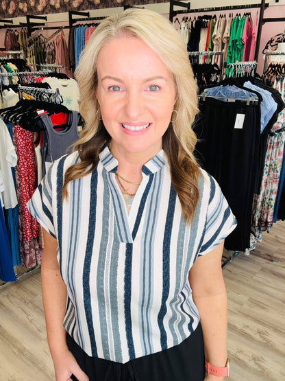 BLUE Striped Top