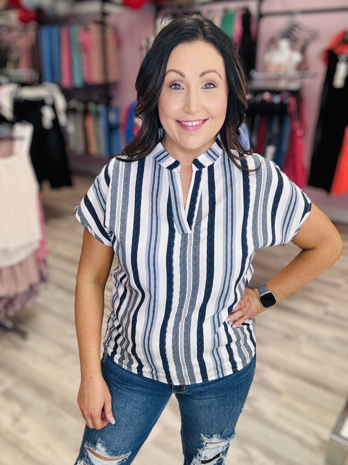 BLUE Striped Top