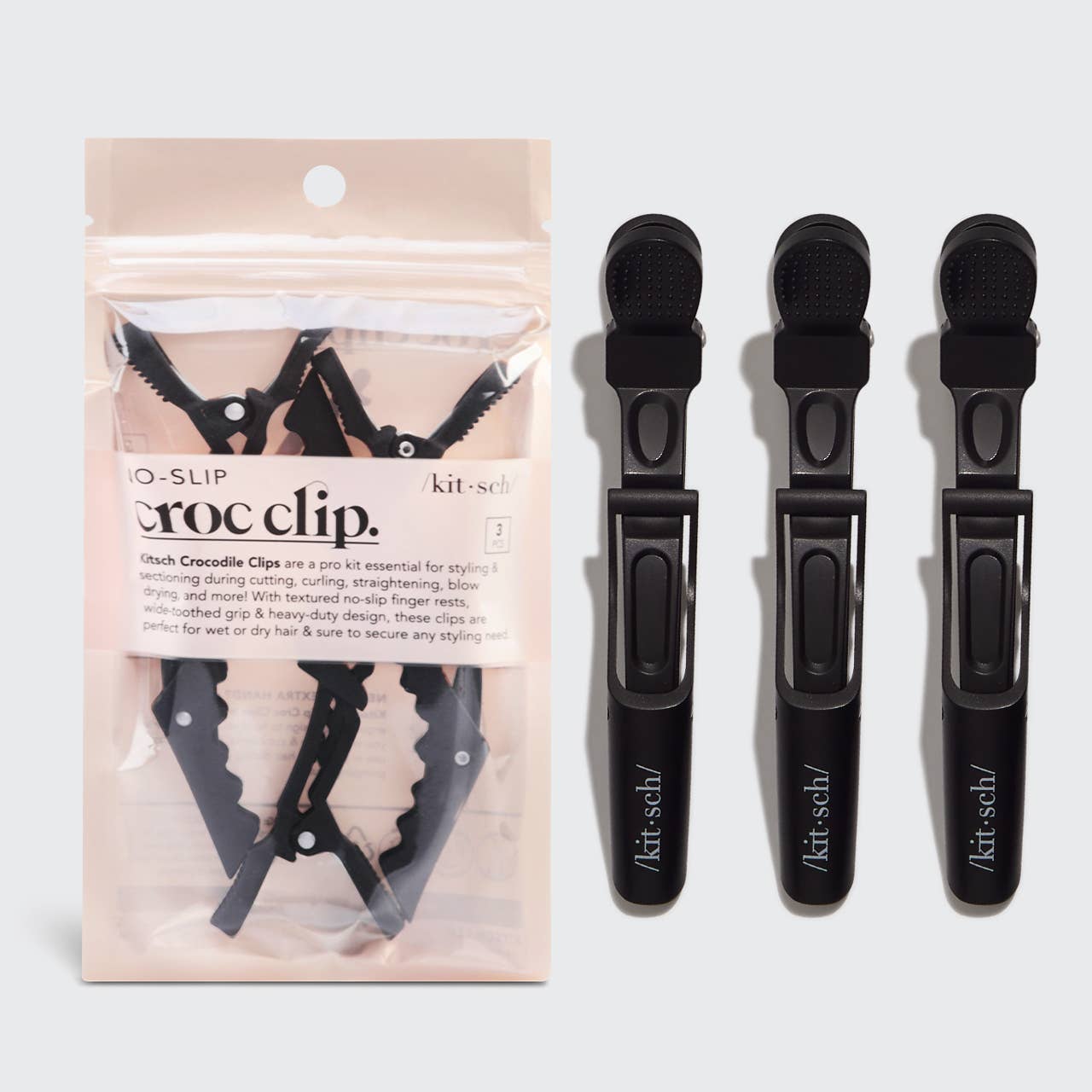 No Slip Crocodile Clip 3pc-Black-KITSCH