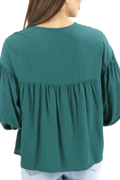 Grace & Lace EVERGREEN Boho Lace Trim Top