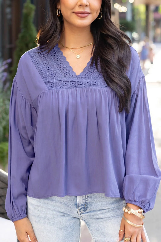 Grace & Lace WISTERIA Boho Lace Trim Top