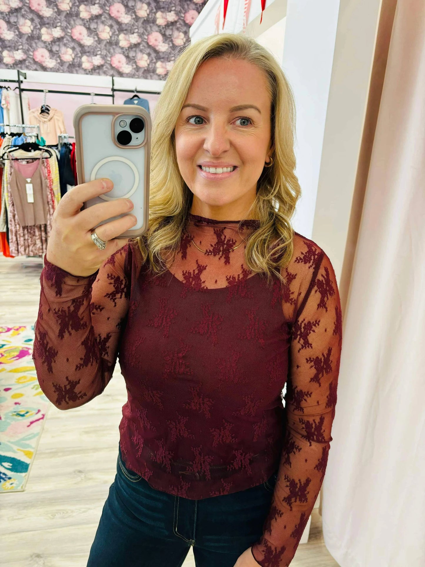 Grace & Lace PORT LACE MESH TOP