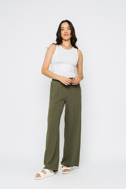 Stevie-Olive Wide Leg Pull On Pant ORB