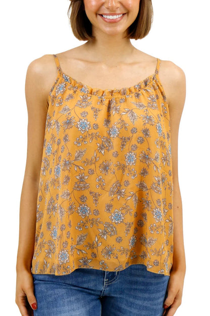 Grace & Lace MUSTARD FLORAL Ruffle Swing Cami