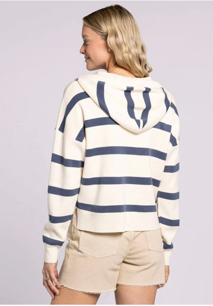 Brighton Hoodie White/Blue Stripe Thread & Supply