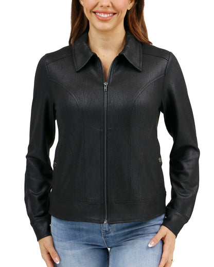 Black Lightweight Faux Leather Jacket G&L