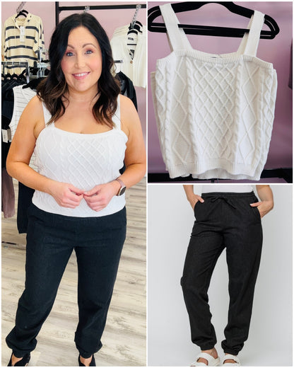 Madelyn-White Cabled Sweater Cami ORB