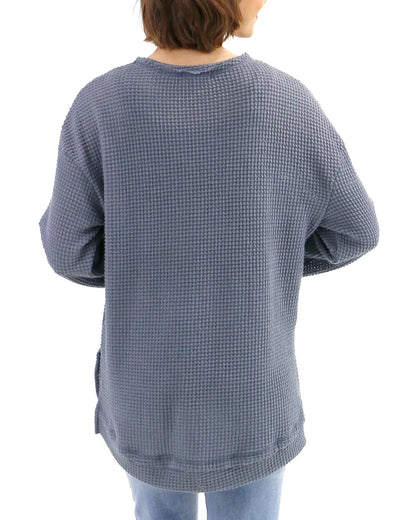 Grey Slouchy Waffle Knit Pullover G&L