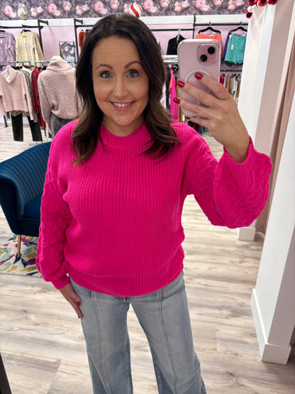 Knit Sweater - Hot Pink