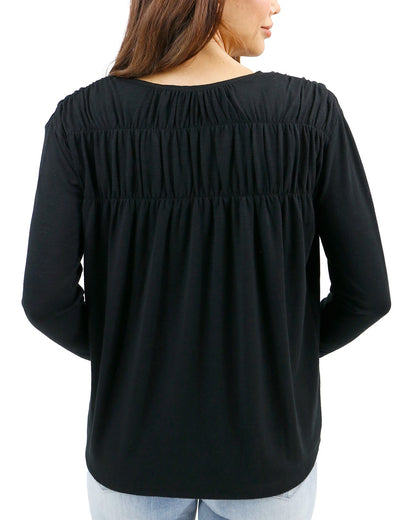 Black Button Front Ruched Top G&L
