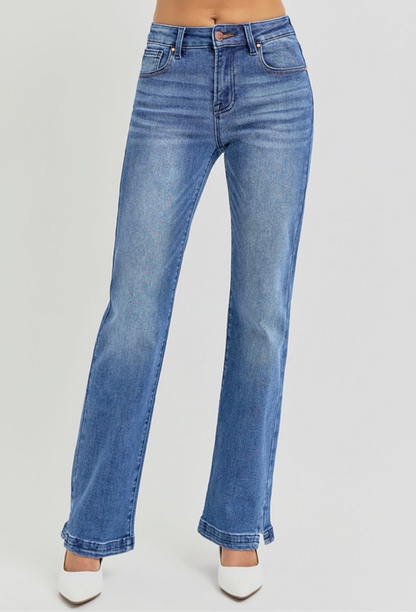 MID RISE ANKLE STRAIGHT MINI SIDE SLIT - RISEN JEANS