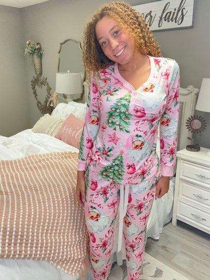 Shirley & Stone Vintage Santa Holiday Pj Set