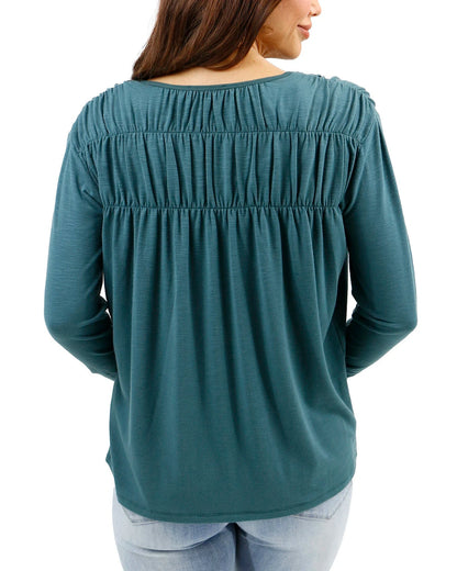 Sea Green Button Front Ruched Top G&L