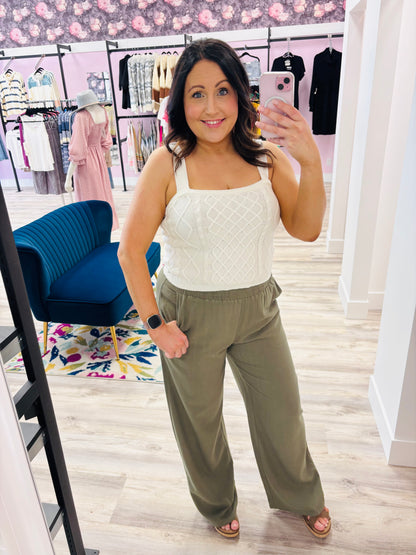 Stevie-Olive Wide Leg Pull On Pant ORB