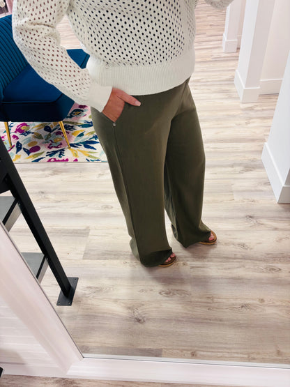 Stevie-Olive Wide Leg Pull On Pant ORB