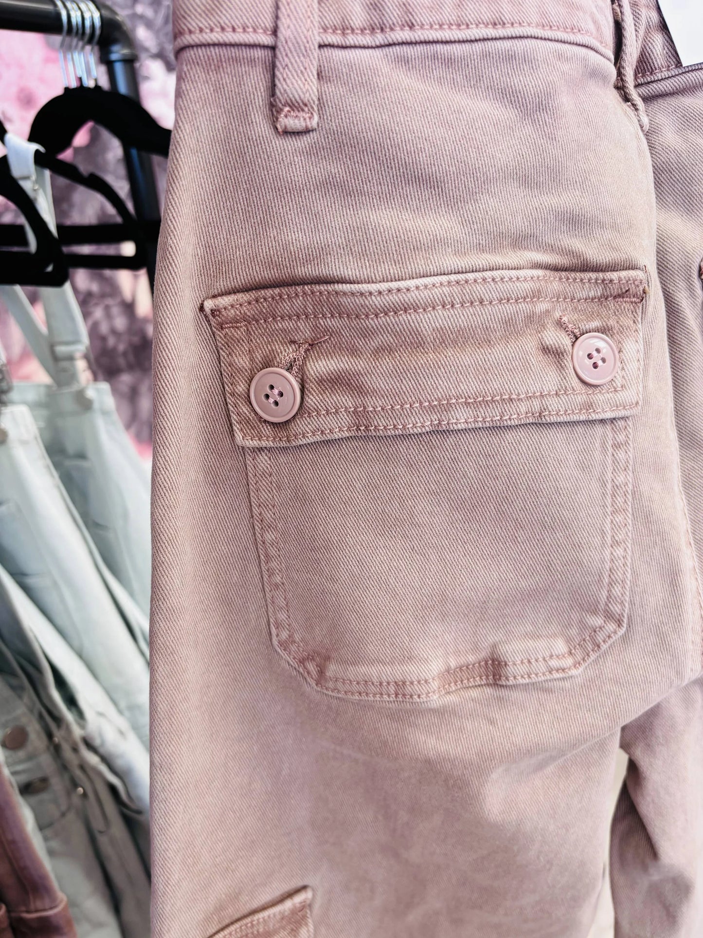 Risen Mauve HIGH RISE WIDE CARGO PANTS