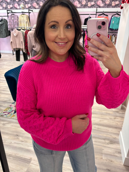 Knit Sweater - Hot Pink