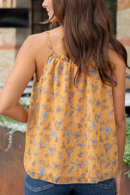 Grace & Lace MUSTARD FLORAL Ruffle Swing Cami