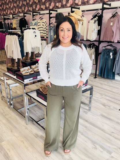 Stevie-Olive Wide Leg Pull On Pant ORB