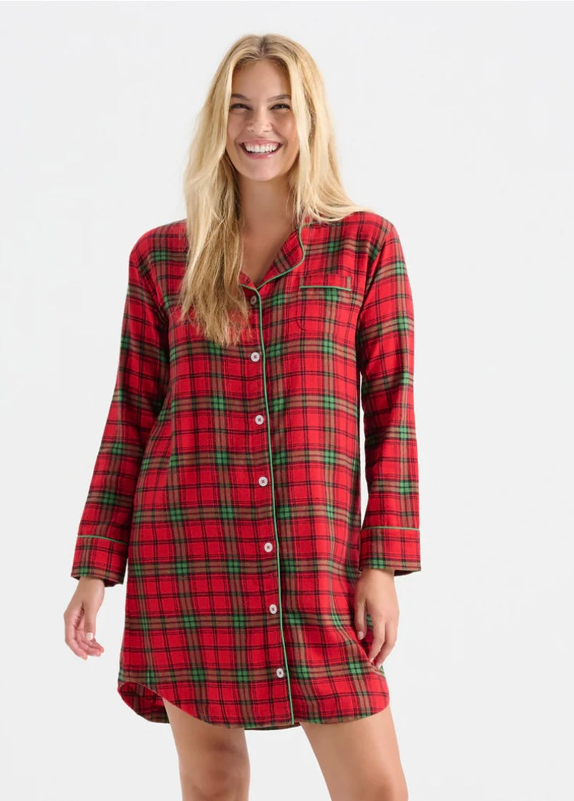 Classic Holiday Plaid Flannel Nightgown