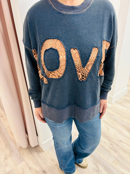 LOVE Lace Crewneck Sweatshirt