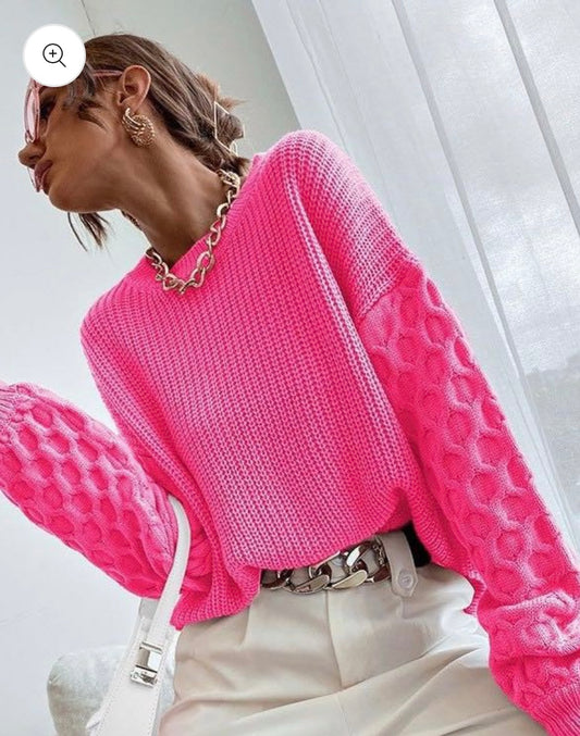 Knit Sweater - Hot Pink