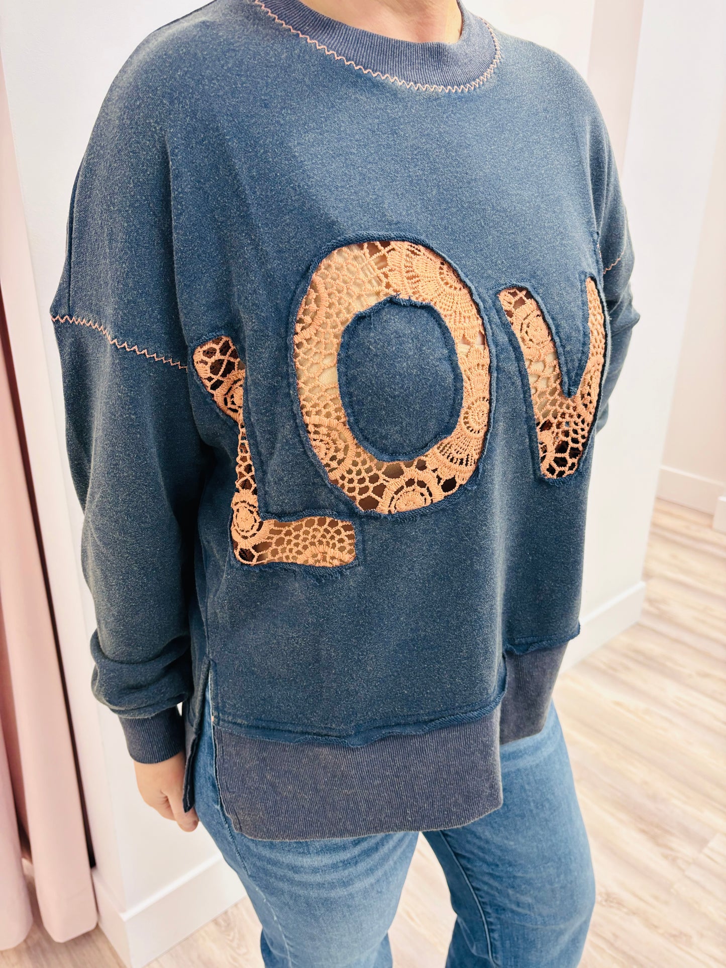 LOVE Lace Crewneck Sweatshirt