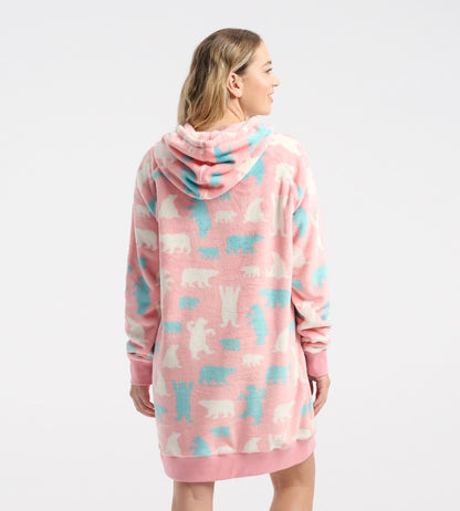 Pink Polar Bears Oversized Fleece Hoodie