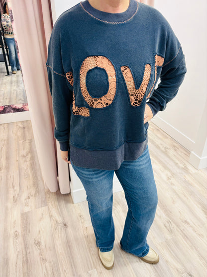 LOVE Lace Crewneck Sweatshirt