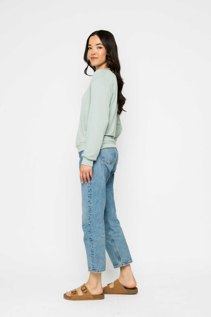 Jenna-Luxe Aquamarine Fleece Crew ORB