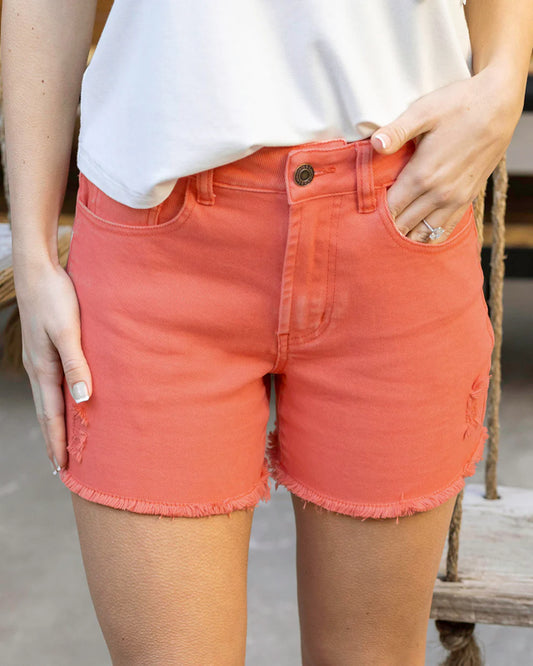 Grace & Lace HOT CORAL Casual Colored Denim