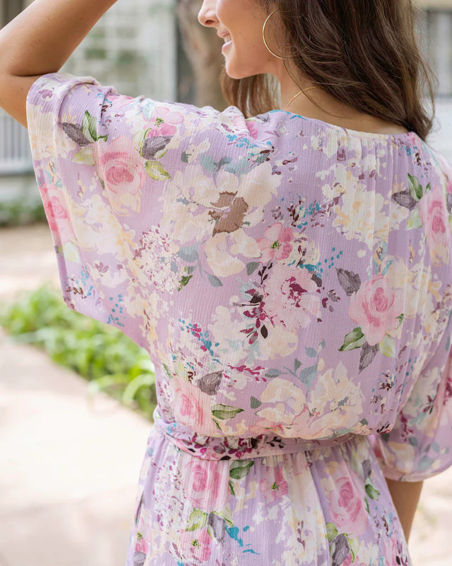 Grace & Lace Sweetest Floral Romper in Purple Floral