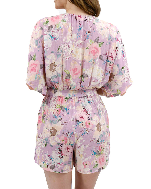 Grace & Lace Sweetest Floral Romper in Purple Floral