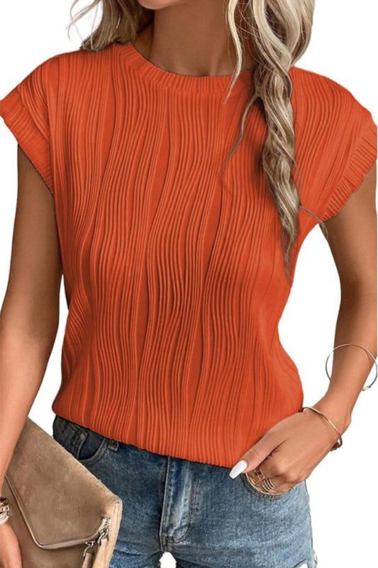 ORANGE - Round Neck Loose Top