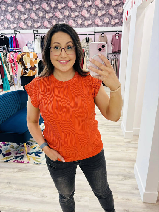 ORANGE - Round Neck Loose Top